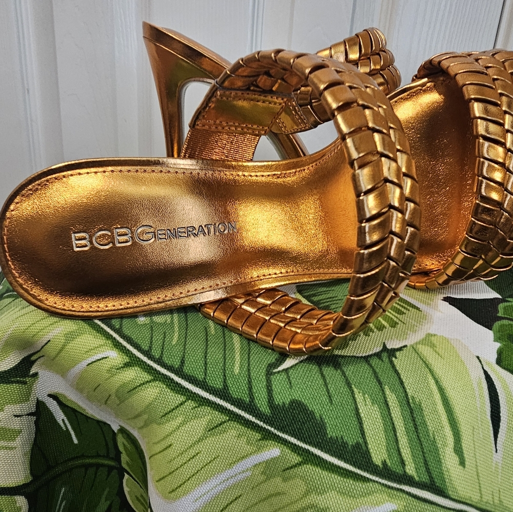 BCBG Metallic Tangerine Braided Sandals - Picture 6 of 9